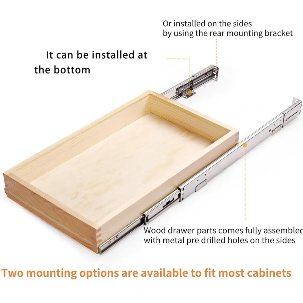 32''W x 21''D x 3''H Pull Out Cabinet Drawer Soft Close Slide Out Wood Organizer